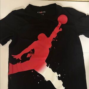 Jordan Black Tee with Red and White Jumpman Graphic